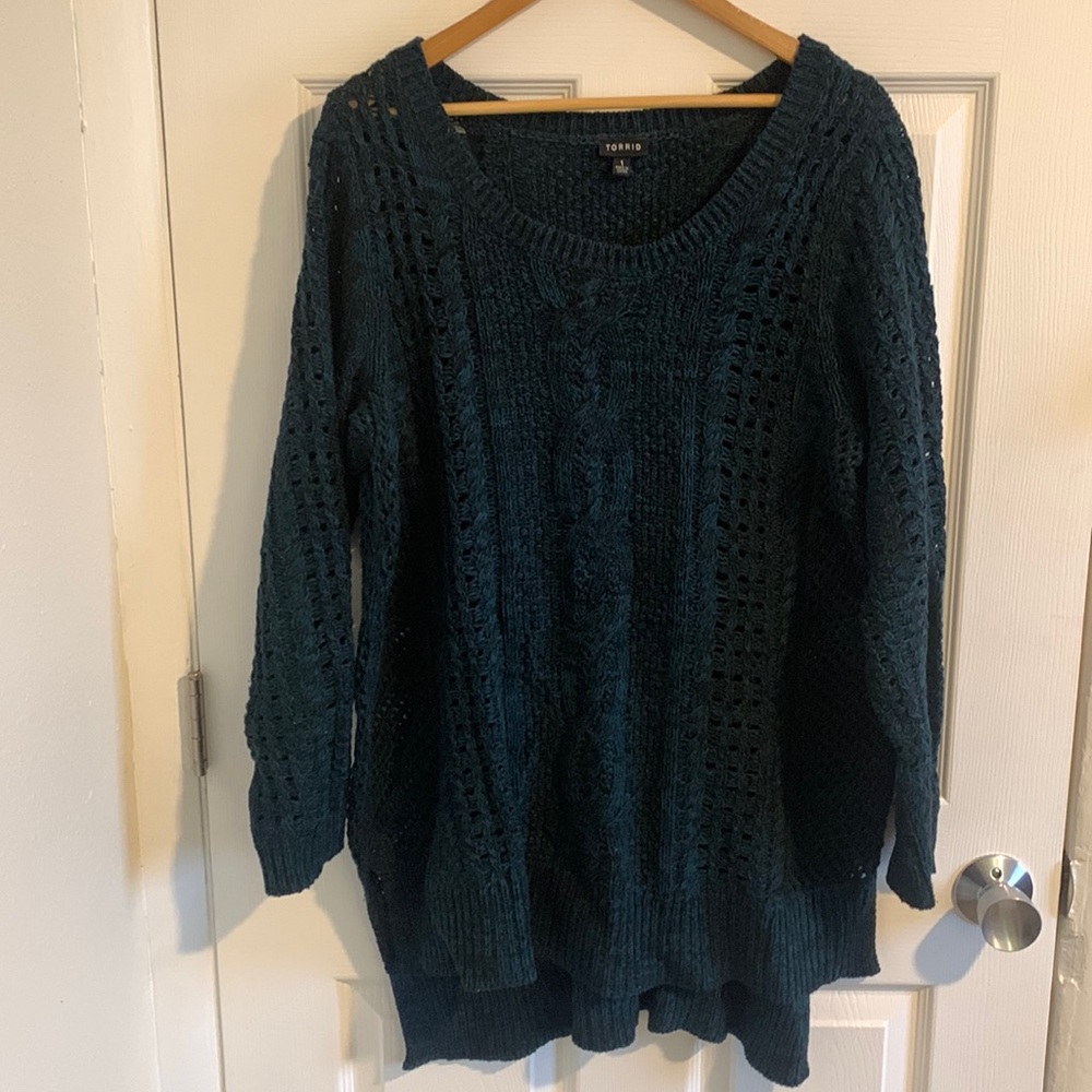 Torrid size 1 Teal and black sweater